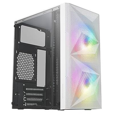 Mars Gaming MC-ME wit, compacte microATX, zijvenster van gehard glas, geometrisch frontdesign, 2 x FRGB 120 mm ventilator Mars Gaming MC-ME wit, compacte microATX, zijvenster van gehard glas, geometrisch frontdesign, 2 x FRGB 120 mm ventilator