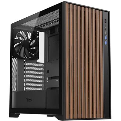 Itek Case WOODY Gaming Tower, ATX, 3 x 14 cm Black Fan, 2 x USB3, Type-C, Wood Front, Temp Glass Side Panel Itek Case WOODY Gaming Tower, ATX, 3 x 14 cm Black Fan, 2 x USB3, Type-C, Wood Front, Temp Glass Side Panel