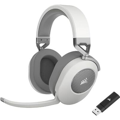 Corsair HS65 Draadloze multiplatform gaming headset met Bluetooth, Dolby 7.1 surround sound, omnidirectionele microfoon, compatibel met iCUE PC, Mac, PS5, PS4, Nintendo Switch, Mobile wit Corsair HS65 Draadloze multiplatform gaming headset met Bluetooth, Dolby 7.1 surround sound, omnidirectionele microfoon, compatibel met iCUE PC, Mac, PS5, PS4, Nintendo Switch, Mobile wit
