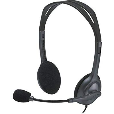 Logitech H111 hoofdtelefoon, bekabeld, stereo-hoofdtelefoon met microfoon, 3,5 mm jackstekker, PC/Mac/mobiele telefoon/smartphone/tablet zwart Logitech H111 hoofdtelefoon, bekabeld, stereo-hoofdtelefoon met microfoon, 3,5 mm jackstekker, PC/Mac/mobiele telefoon/smartphone/tablet zwart