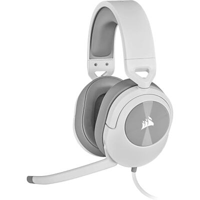 Corsair HS55 Surround gaming-hoofdtelefoon, bekabeld, multiplatform, licht, Dolby 7.1 surround-geluid, compatibel met iCUE, PC, Mac, PS5, PS4, Xbox, Nintendo Switch, Mobiel, wit Corsair HS55 Surround gaming-hoofdtelefoon, bekabeld, multiplatform, licht, Dolby 7.1 surround-geluid, compatibel met iCUE, PC, Mac, PS5, PS4, Xbox, Nintendo Switch, Mobiel, wit