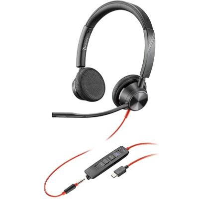 PLT Poly (Plantronics + Polycom) Blackwire, 3325, Bw3325-M USB-C, USB C/A-adapter, Ecomm PLT Poly (Plantronics + Polycom) Blackwire, 3325, Bw3325-M USB-C, USB C/A-adapter, Ecomm