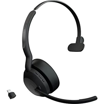 Jabra Evolve2 55 Mono draadloze hoofdtelefoon, Air Comfort-technologie, ruisonderdrukkende microfoon en ANC, werkt met UC-platforms zoals Zoom en Google Meet, zwart Jabra Evolve2 55 Mono draadloze hoofdtelefoon, Air Comfort-technologie, ruisonderdrukkende microfoon en ANC, werkt met UC-platforms zoals Zoom en Google Meet, zwart