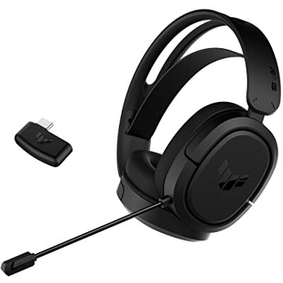 Asus TUF H1 Draadloze hoofdtelefoon met 2,4 GHz-aansluiting, 7.1 surround sound voor diepe bas, licht en comfortabel design, compatibel met pc en consoles, metallic grijs Asus TUF H1 Draadloze hoofdtelefoon met 2,4 GHz-aansluiting, 7.1 surround sound voor diepe bas, licht en comfortabel design, compatibel met pc en consoles, metallic grijs