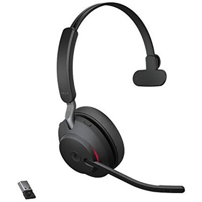 Jabra Evolve2 65 Draadloze PC Headset met oplaadstation Mono UC Certified met Noise Cancelling en lange batterijduur USB-A Bluetooth Adapter Zwart Jabra Evolve2 65 Draadloze PC Headset met oplaadstation Mono UC Certified met Noise Cancelling en lange batterijduur USB-A Bluetooth Adapter Zwart