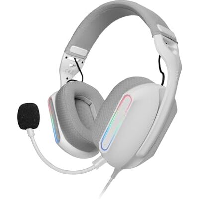 Mars Gaming MH-PRO, ARGB Flow Gaming Headset, Surround Sound, Air 3D-kussens, microfoon, PS4, PS5, Xbox One, Xbox Series X-S, Switch, Switch 2, Windows, Mac, smartphone en tablet, wit Mars Gaming MH-PRO, ARGB Flow Gaming Headset, Surround Sound, Air 3D-kussens, microfoon, PS4, PS5, Xbox One, Xbox Series X-S, Switch, Switch 2, Windows, Mac, smartphone en tablet, wit