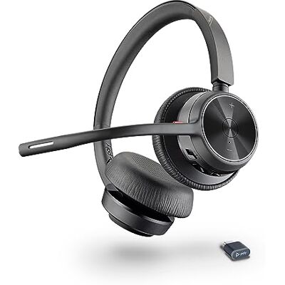 PLT Poly Voyager 4320 UC draadloze headset, binaurale headset met ruisonderdrukking, verbinding met pc/Mac/mobiele telefoon via Bluetooth, werkt met Teams, Zoom PLT Poly Voyager 4320 UC draadloze headset, binaurale headset met ruisonderdrukking, verbinding met pc/Mac/mobiele telefoon via Bluetooth, werkt met Teams, Zoom