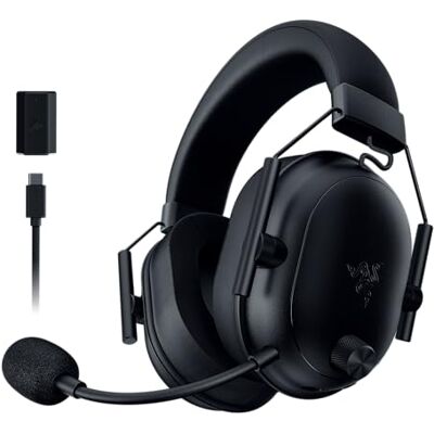Razer BlackShark V2 HyperSpeed voor pc, draadloze gaming e-sports hoofdtelefoon, ultralicht 280 g, HyperClear microfoon, 50 mm TriForce-luidsprekers, HyperSpeed draadloos, zwart Razer BlackShark V2 HyperSpeed voor pc, draadloze gaming e-sports hoofdtelefoon, ultralicht 280 g, HyperClear microfoon, 50 mm TriForce-luidsprekers, HyperSpeed draadloos, zwart