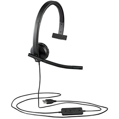 Logitech H570e bedrade hoofdtelefoon, mono-headset met ruisonderdrukkende microfoon, USB, geïntegreerde bedieningselementen met mute-knop, controlelampje, pc/Mac/laptop, zwart Logitech H570e bedrade hoofdtelefoon, mono-headset met ruisonderdrukkende microfoon, USB, geïntegreerde bedieningselementen met mute-knop, controlelampje, pc/Mac/laptop, zwart