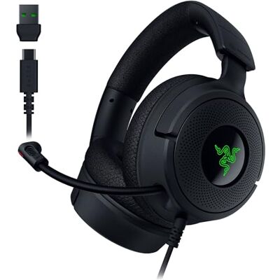Razer Kraken V4 X Gaming-headset, bekabeld, (TriForce Drivers 40 mm, intrekbare niermicrofoon, 7.1 surround-geluid, Chroma RGB, voor pc, console en telefoons via USB-C), zwart Razer Kraken V4 X Gaming-headset, bekabeld, (TriForce Drivers 40 mm, intrekbare niermicrofoon, 7.1 surround-geluid, Chroma RGB, voor pc, console en telefoons via USB-C), zwart
