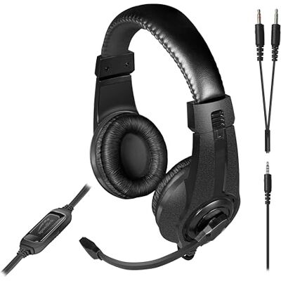 Speedlink LEGATOS bedrade gaming headset, lichtgewicht headset met microfoon en bekabelde afstandsbediening, compatibel met pc, PS5, PS4, Xbox, Switch, 3,5 mm jack met Y-adapter, zwart Speedlink LEGATOS bedrade gaming headset, lichtgewicht headset met microfoon en bekabelde afstandsbediening, compatibel met pc, PS5, PS4, Xbox, Switch, 3,5 mm jack met Y-adapter, zwart