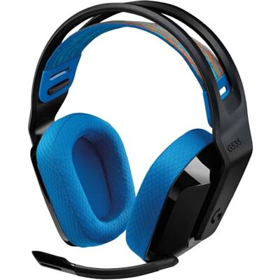 Logitech 535 Lightspeed lichtgewicht over-ear hoofdtelefoon, microfoon met flip-up geluidsuitschakelfunctie, 33 uur batterijduur, compatibel met PS5, PS4, PC, oplaadbaar USB-C zwart/blauw Logitech 535 Lightspeed lichtgewicht over-ear hoofdtelefoon, microfoon met flip-up geluidsuitschakelfunctie, 33 uur batterijduur, compatibel met PS5, PS4, PC, oplaadbaar USB-C zwart/blauw