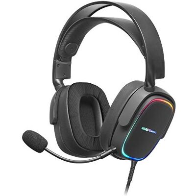Mars Gaming MARSGAMING MHAX Gaming Headset, Zwart, RGB, Multiplat, afneembaar, 53 mm, HiFi, groot Mars Gaming MARSGAMING MHAX Gaming Headset, Zwart, RGB, Multiplat, afneembaar, 53 mm, HiFi, groot