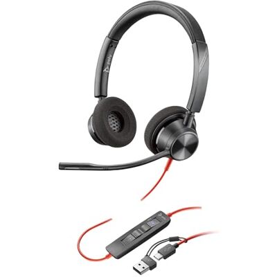 PLT Poly Blackwire 3320 bedrade headset, flexibele microfoonstang, hifi-stereo, aansluiting op pc/Mac via USB-C of USB-A, gecertificeerd voor Microsoft Teams PLT Poly Blackwire 3320 bedrade headset, flexibele microfoonstang, hifi-stereo, aansluiting op pc/Mac via USB-C of USB-A, gecertificeerd voor Microsoft Teams
