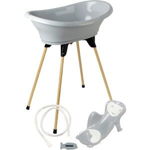 Thermobaby Babybadset – Vasco – badkuip, houten voet en afvoerslang – gepatenteerde innovatie – opvouwbaar en stabiel – geschikt voor een ligstoel – gemaakt in Frankrijk, kunststof en hout Thermobaby Babybadset – Vasco – badkuip, houten voet en afvoerslang – gepatenteerde innovatie – opvouwbaar en stabiel – geschikt voor een ligstoel – gemaakt in Frankrijk, kunststof en hout