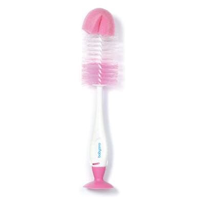 Babyono Baby Ono wit/roze flessenborstel met spons en zuignap 728/03 Babyono Baby Ono wit/roze flessenborstel met spons en zuignap 728/03