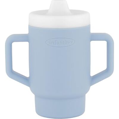 INFANTINO My 1st Tiny Tumbler, 140 ml siliconen leerbeker met rietje en handgrepen, lekvrije babybeker om mee te nemen, BPA-vrij, Clarity INFANTINO My 1st Tiny Tumbler, 140 ml siliconen leerbeker met rietje en handgrepen, lekvrije babybeker om mee te nemen, BPA-vrij, Clarity