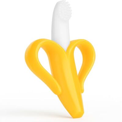 BabyHerz Tandenborstel en bijtring voor baby's, 2-in-1 uitvinding voor tandenpoetsen en bijthulp (geel) BabyHerz Tandenborstel en bijtring voor baby's, 2-in-1 uitvinding voor tandenpoetsen en bijthulp (geel)