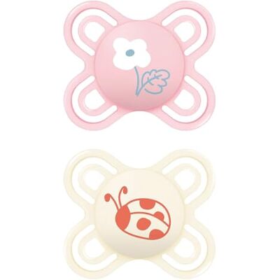 MAM Perfect Start Set van 2 siliconen fopspenen voor een gezonde mondontwikkeling, set van 2 babyaccessoires met sterilisatorhouder, roze/neutraal MAM Perfect Start Set van 2 siliconen fopspenen voor een gezonde mondontwikkeling, set van 2 babyaccessoires met sterilisatorhouder, roze/neutraal