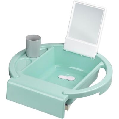 Rotho Babydesign Kiddy Wash 20034 0313 01 kinderwastafel voor bevestiging aan de rand van de badkuip, 38,7 x 38,2 x 10 cm, mintgroen Rotho Babydesign Kiddy Wash 20034 0313 01 kinderwastafel voor bevestiging aan de rand van de badkuip, 38,7 x 38,2 x 10 cm, mintgroen
