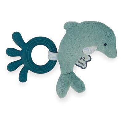 KALOO Bijtring voor baby's van siliconen dolfijnvorm bijtspeelgoed groen 18 x 12 cm vanaf de geboorte K211001 KALOO Bijtring voor baby's van siliconen dolfijnvorm bijtspeelgoed groen 18 x 12 cm vanaf de geboorte K211001