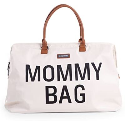 Childhome , Mommy Bag, luiertas, moederschap, reistas, grote capaciteit, aankleedmat, verstelbare schouderriem, vakken, koeltas, koffer, ecru/zwart Childhome , Mommy Bag, luiertas, moederschap, reistas, grote capaciteit, aankleedmat, verstelbare schouderriem, vakken, koeltas, koffer, ecru/zwart