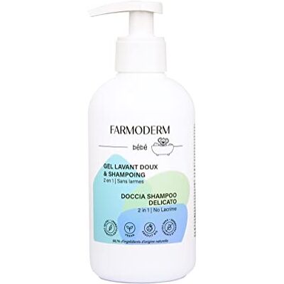 FARMODERM 2-in-1 biologische en veganistische babyshampoo en douchegel biologische shampoo en zeep voor pasgeborenen, peuters en kinderen 300 ml FARMODERM 2-in-1 biologische en veganistische babyshampoo en douchegel biologische shampoo en zeep voor pasgeborenen, peuters en kinderen 300 ml