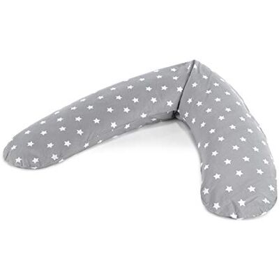 Theraline Comfortabel voedingskussen, gevuld met fijne zandparels, grote sterren buitenhoes, grijs, 180 cm Theraline Comfortabel voedingskussen, gevuld met fijne zandparels, grote sterren buitenhoes, grijs, 180 cm