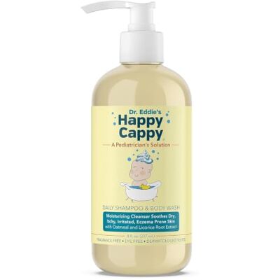 Happy Cappy Dr. Eddie's Dagelijkse shampoo en douchegel voor kinderen, verlicht droge, jeukende, gevoelige en eczeemgevoelige huid, dermatologisch getest, geurvrij, zonder parfum Happy Cappy Dr. Eddie's Dagelijkse shampoo en douchegel voor kinderen, verlicht droge, jeukende, gevoelige en eczeemgevoelige huid, dermatologisch getest, geurvrij, zonder parfum