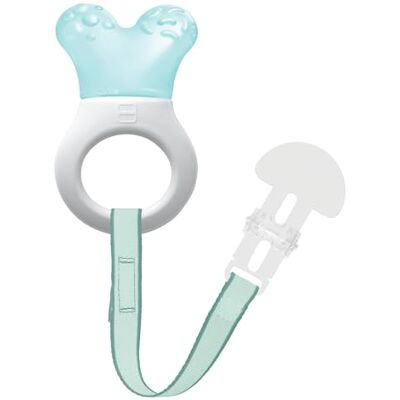 MAM Mini-koeler en clip, comfortabele koelcomponent voor baby's die hun tanden maken, gemasseerd gevoelig tandvlees door de babyring, lange reikwijdte die alle babytanden bereikt, geschikt voor kinderen van 0 tot 3 jaar, blauw MAM Mini-koeler en clip, comfortabele koelcomponent voor baby's die hun tanden maken, gemasseerd gevoelig tandvlees door de babyring, lange reikwijdte die alle babytanden bereikt, geschikt voor kinderen van 0 tot 3 jaar, blauw