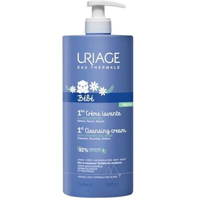 Uriage Baby Wascrème voor lichaam en haar, biologische edelweiss en sheaboter, voedende schuimcrème, reinigt zacht, zacht geurend, zonder zeep, fysiologische pH, 1 l Uriage Baby Wascrème voor lichaam en haar, biologische edelweiss en sheaboter, voedende schuimcrème, reinigt zacht, zacht geurend, zonder zeep, fysiologische pH, 1 l