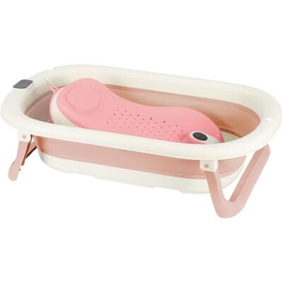 Supfine Babybadkuip, opvouwbaar, met thermometer, badzitje en doucheaansluiting, antislip zuignap, voor pasgeborenen 0-24 maanden, roze, 43 x 71 x 18,5 cm Supfine Babybadkuip, opvouwbaar, met thermometer, badzitje en doucheaansluiting, antislip zuignap, voor pasgeborenen 0-24 maanden, roze, 43 x 71 x 18,5 cm