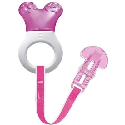 MAM mini bijtring 200g met bevestigingsclip transparant -FED23 MAM mini bijtring 200g met bevestigingsclip transparant -FED23