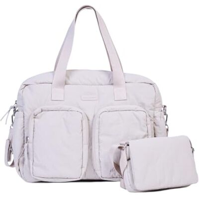 Childhome , Mellow Babyluiertas, gewatteerd, alles-in-één, meerdere vakken, geïsoleerde tas, reinigingszak, accessoires inbegrepen, beige Childhome , Mellow Babyluiertas, gewatteerd, alles-in-één, meerdere vakken, geïsoleerde tas, reinigingszak, accessoires inbegrepen, beige
