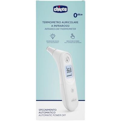 Chicco Infrarood oorthermometer, 0+ maanden, onmiddellijke en nauwkeurige temperatuurmeting, met kleine sonde, koortsaanduiding, display met achtergrondverlichting, etui inbegrepen Chicco Infrarood oorthermometer, 0+ maanden, onmiddellijke en nauwkeurige temperatuurmeting, met kleine sonde, koortsaanduiding, display met achtergrondverlichting, etui inbegrepen