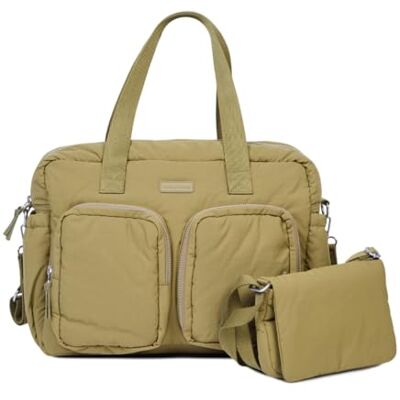 Childhome , Mellow Baby luiertas, gewatteerd, alles-in-één, meerdere vakken, koeltas, doekjes, accessoires, kaki Childhome , Mellow Baby luiertas, gewatteerd, alles-in-één, meerdere vakken, koeltas, doekjes, accessoires, kaki