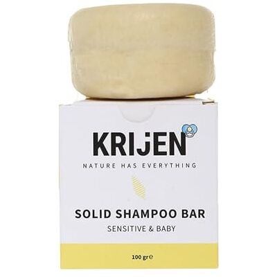 Krijen Veganistische shampoo voor gevoelig haar en baby's, 100 g, kamille-extract en pure olijfolie, vrij van parabenen en SLS, glutenvrij Krijen Veganistische shampoo voor gevoelig haar en baby's, 100 g, kamille-extract en pure olijfolie, vrij van parabenen en SLS, glutenvrij