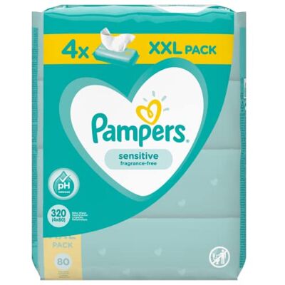 Pampers Sensitive vochtige doekjes, 4 x 80 doekjes (320 doekjes) Pampers Sensitive vochtige doekjes, 4 x 80 doekjes (320 doekjes)