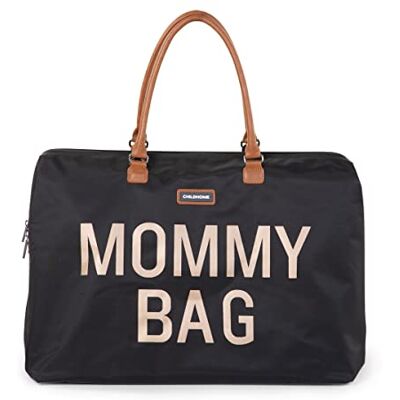 Childhome , Mommy Bag, luiertas, moederschap, reistas, grote capaciteit, aankleedmat, verstelbare schouderriem, vakken, koeltas, koffer, zwart/goud Childhome , Mommy Bag, luiertas, moederschap, reistas, grote capaciteit, aankleedmat, verstelbare schouderriem, vakken, koeltas, koffer, zwart/goud