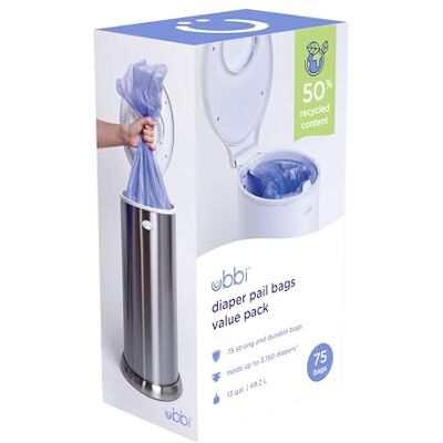Ubbi 75 stuks paarse plastic zakken Ubbi 75 stuks paarse plastic zakken