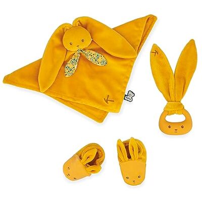 KALOO Lapinoo K218011 Babyset Okerkleur 3 babyartikelen knuffeldier + bijtring + babyschoenen 11 cm vanaf de geboorte KALOO Lapinoo K218011 Babyset Okerkleur 3 babyartikelen knuffeldier + bijtring + babyschoenen 11 cm vanaf de geboorte