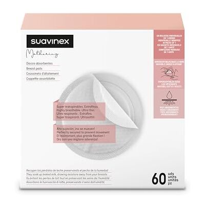 Suavinex Wegwerp borstvoedingspads, extra dun en zeer absorberend, wit, 60 stuks in afzonderlijke zakjes van 2 stuks Suavinex Wegwerp borstvoedingspads, extra dun en zeer absorberend, wit, 60 stuks in afzonderlijke zakjes van 2 stuks
