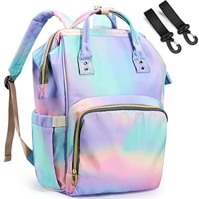 LIMHOO Luierrugzak voor mama en papa, multifunctionele luiertas, waterdicht, grote luierrugzak, Regenboog, Klassiek LIMHOO Luierrugzak voor mama en papa, multifunctionele luiertas, waterdicht, grote luierrugzak, Regenboog, Klassiek