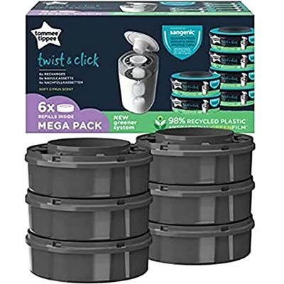 Tommee Tippee luieremmer navullingen voor Twist and Click en Sangenic TEC, meerkleurig, 6 stuks Tommee Tippee luieremmer navullingen voor Twist and Click en Sangenic TEC, meerkleurig, 6 stuks