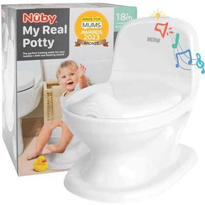 Nuby Dr. Talbot's My Real Potty potje voor baby's en kinderen potje voor zindelijkheidstraining inclusief batterijen wit 18 maanden Nuby Dr. Talbot's My Real Potty potje voor baby's en kinderen potje voor zindelijkheidstraining inclusief batterijen wit 18 maanden