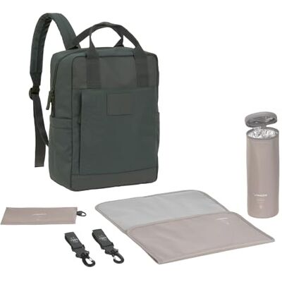 Lässig GRE Vividal luierrugzak voor baby's met luiermatje, bevestiging voor kinderwagen, flessenhouder, duurzaam geproduceerd/GRE Vividal Backpack Dark Olive Lässig GRE Vividal luierrugzak voor baby's met luiermatje, bevestiging voor kinderwagen, flessenhouder, duurzaam geproduceerd/GRE Vividal Backpack Dark Olive