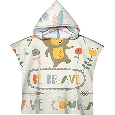 Treer-shop Poncho met capuchon, handdoek, voor kinderen, strand, zwemmen, cartoon-stijl, sneldrogend, voor jongens, meisjes, zwembad, strand (60 x 60 cm, beer) Treer-shop Poncho met capuchon, handdoek, voor kinderen, strand, zwemmen, cartoon-stijl, sneldrogend, voor jongens, meisjes, zwembad, strand (60 x 60 cm, beer)