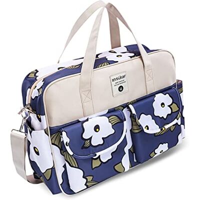 SONARIN Luiertas met grote capaciteit, multifunctioneel, waterdicht, met schouderriem en aankleedkussen (blauwe en witte bloemen) SONARIN Luiertas met grote capaciteit, multifunctioneel, waterdicht, met schouderriem en aankleedkussen (blauwe en witte bloemen)