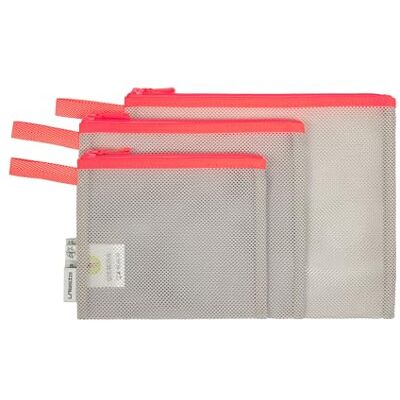 Lässig 3 x luiertassen van netstof voor onderweg, neonoranje Lässig 3 x luiertassen van netstof voor onderweg, neonoranje