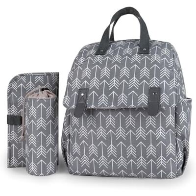 SONARIN Veelzijdige luiertas met aankleedkussen en koeltas voor flessen, grijs. 30 x 15 x 38 cm SONARIN Veelzijdige luiertas met aankleedkussen en koeltas voor flessen, grijs. 30 x 15 x 38 cm
